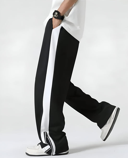 Black & White Patti Bottom Baggy Pants for Men – Trendy Street Style Loose Fit Track Pants