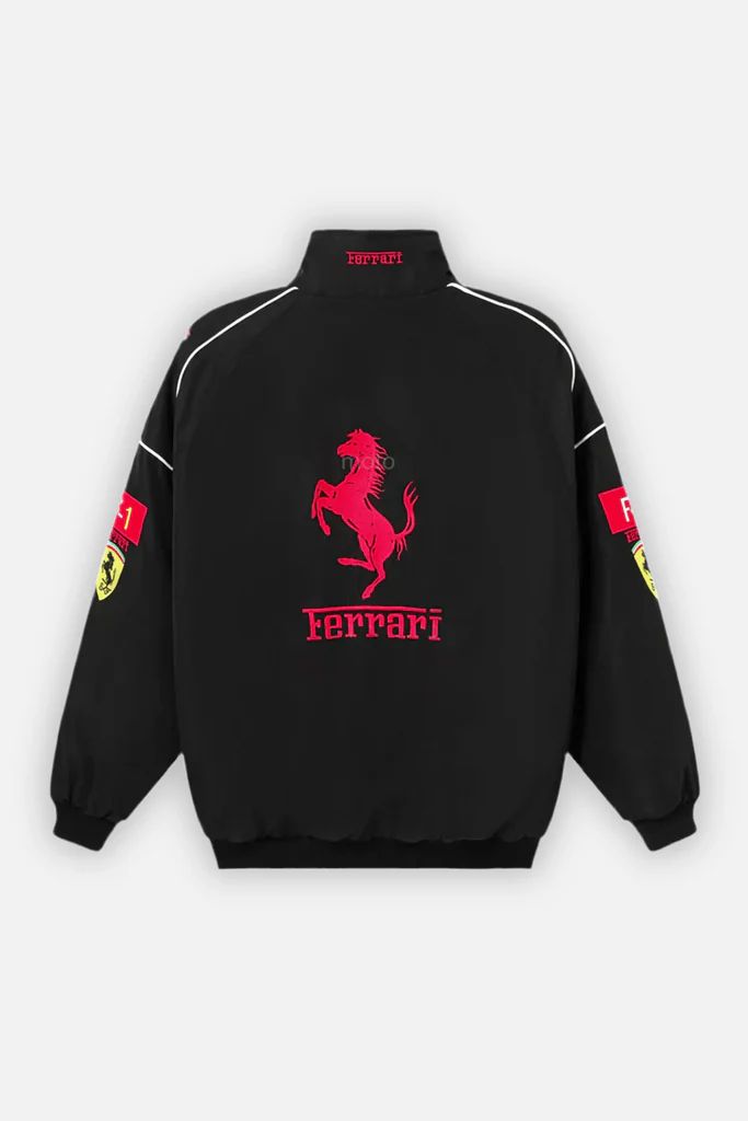 Black ferrari embroidery Racing Jacket Motorsport style