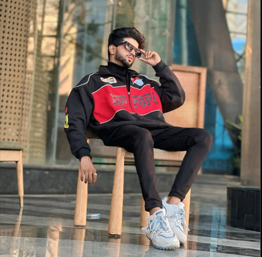 Black Colour Ferrari Racing Jacket by Exowear