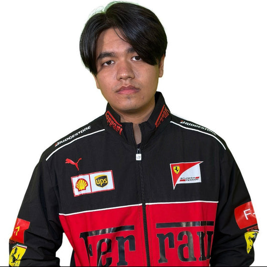 Black Ferrari Racing Jacket – Premium Motorsport Streetwear