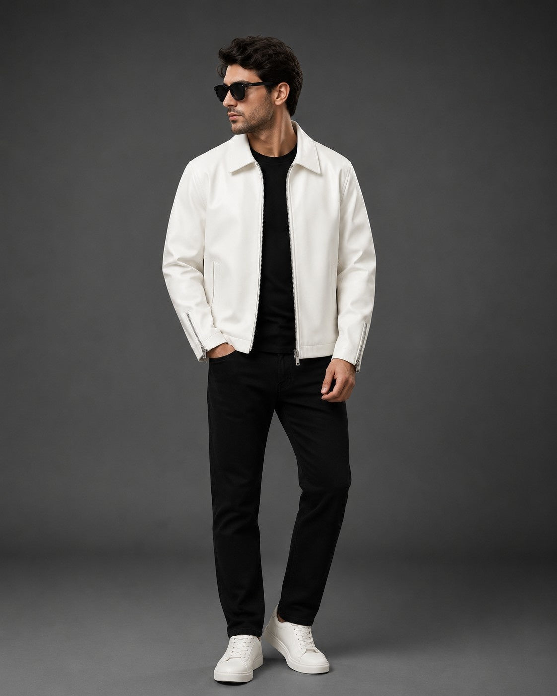 Boxy Fit Faux Leather Jacket for Men & Women
