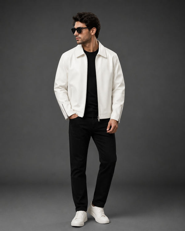 Boxy Fit Faux Leather Jacket for Men & Women