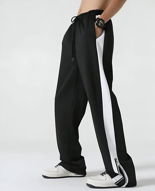 Black & White Patti Bottom Baggy Pants for Men – Trendy Street Style Loose Fit Track Pants