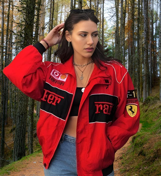 Red Ferrari F1 Unisex Puffer  Jacket by Exowear