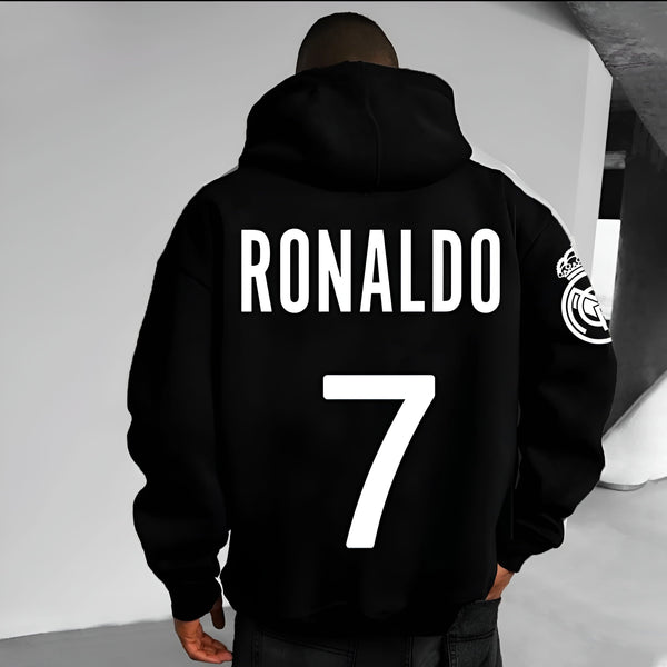 Ronaldo Black Oversized Hoodie | Unisex Heavyweight Streetwear Sweatshirt