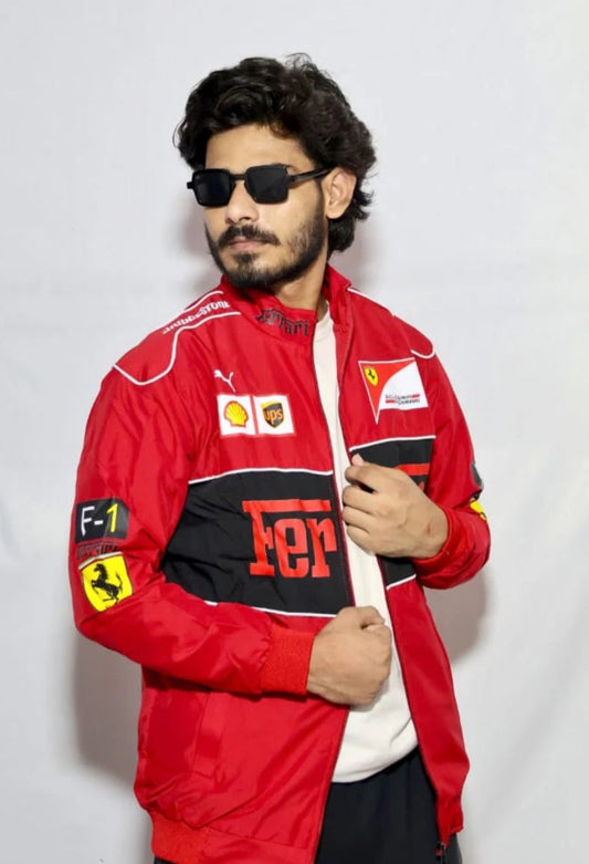 Red F1 Racing Jacket for Men & Women | Motorsport Streetwear Zip-Up