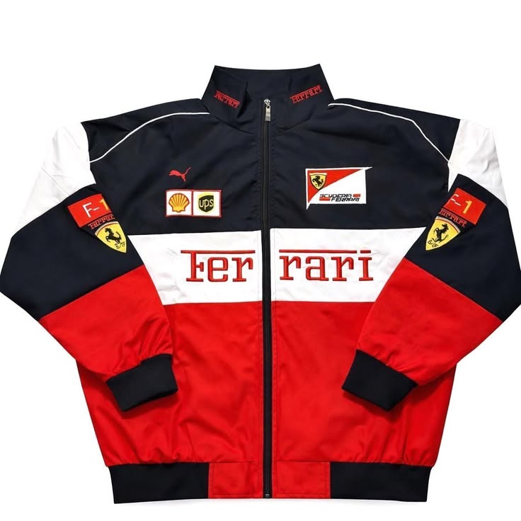 Tri Color Ferrari Racing Jacket – Premium Motorsport Streetwear for Men