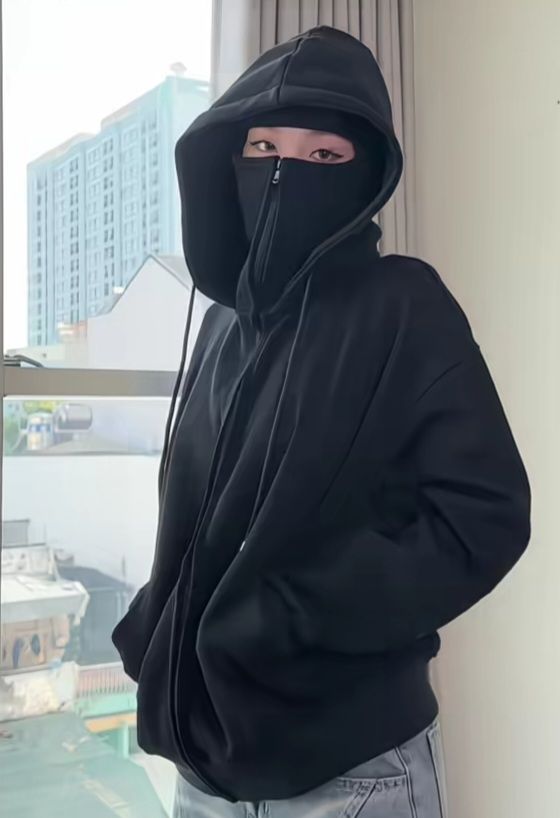 Blacklava Inspired Zip-Up With Mask Stand Look
