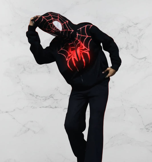 Black Spiderman Hoodie – Streetwear Marvel Zip-Up | Exowear