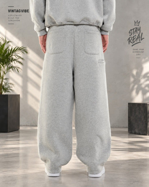 350 GSM Cozy Grey Side Pocket Sweatpant – Heavyweight Premium Fit