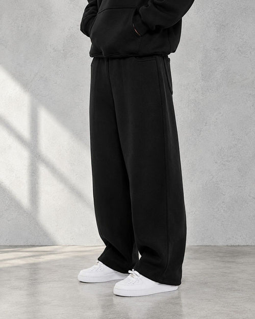 350 GSM Cozy Side Pocket Baggy Sweatpants | Black