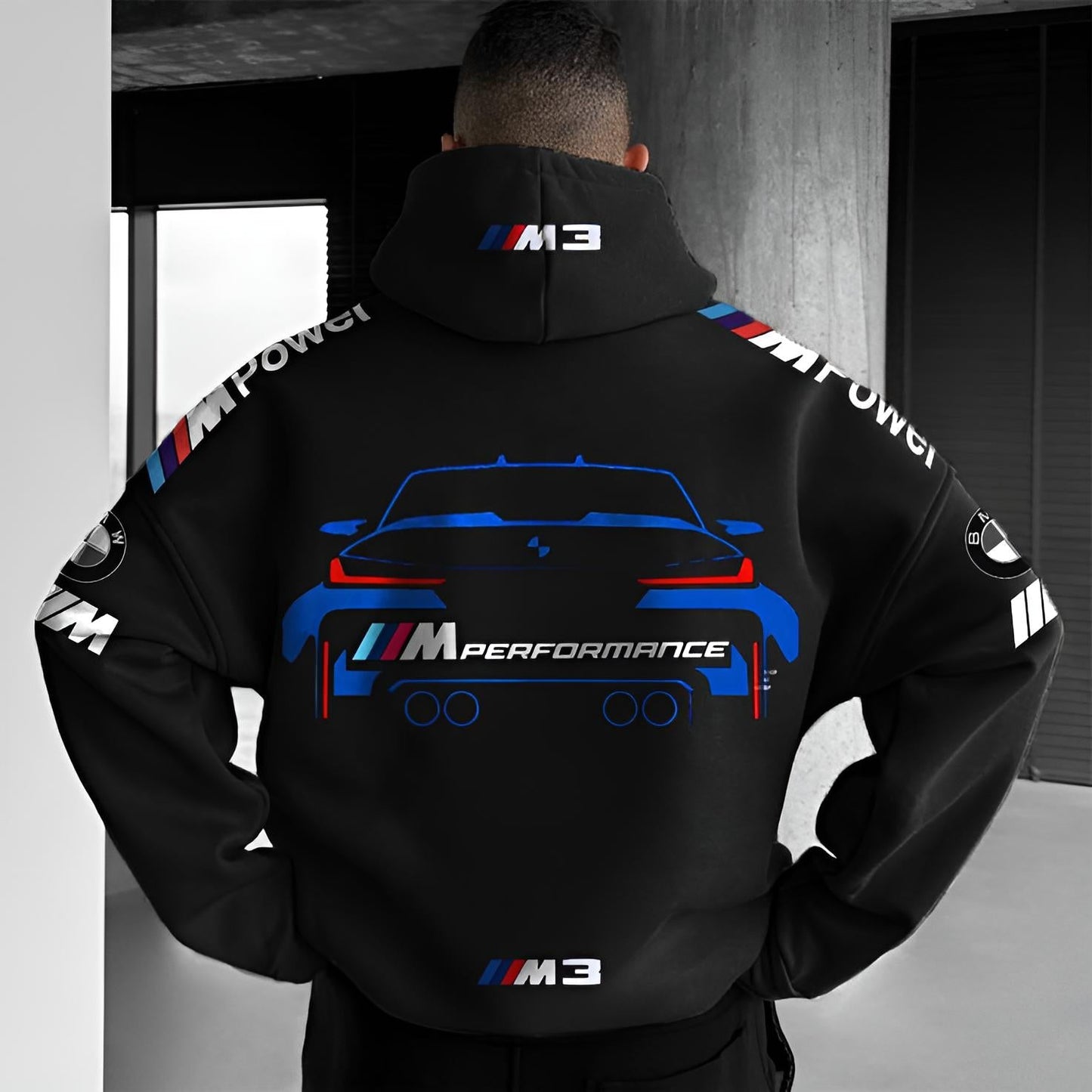 M8 Reactance Oversized Hoodie Black 350 GSM heavyweight front view