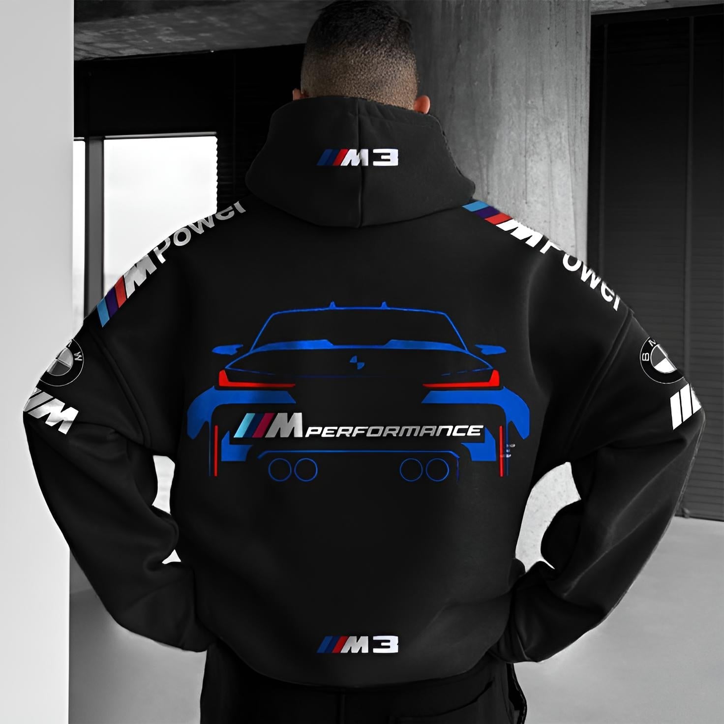 M8 Reactance Oversized Hoodie Black 350 GSM heavyweight front view