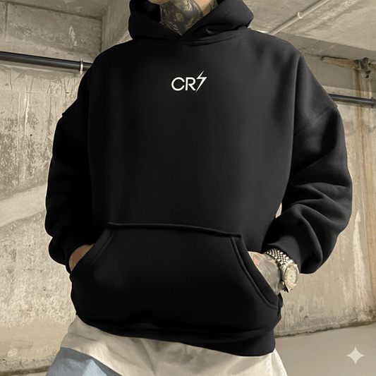 Ronaldo Black Oversized Hoodie | Unisex Heavyweight Streetwear Sweatshirt