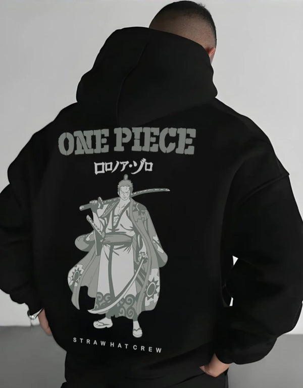 One Piece Straw Hat Crew Black Oversized Hoodie 300 GSM – Premium Heavyweight Anime Streetwear