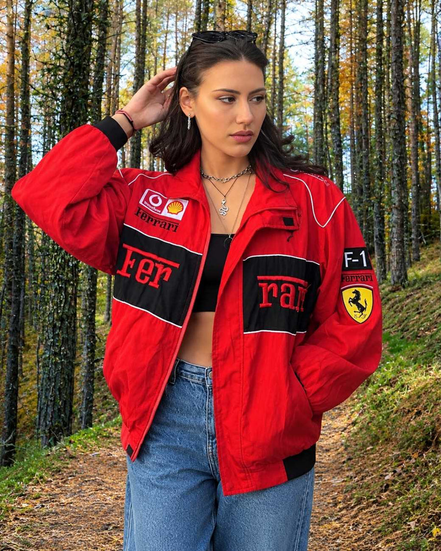 Red Ferrari F1 Unisex Puffer  Jacket by Vintagvibe