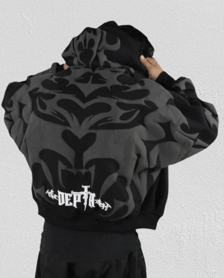 Exowear Depth Hoodie – Y2K Aesthetic Tribal Oversized Streetwear