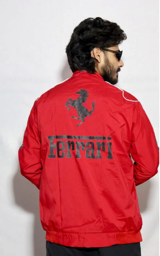 Red F1 Racing Jacket for Men & Women | Motorsport Streetwear Zip-Up