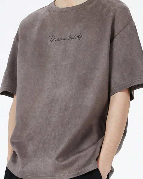 Dream Boldly Oversized Graphic T-Shirt – Vintage Wash Brown Streetwear Tee