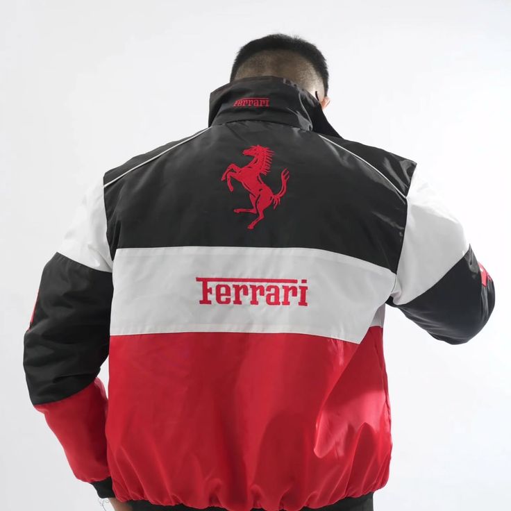 Tri Color Ferrari Racing Jacket – Premium Motorsport Streetwear for Men