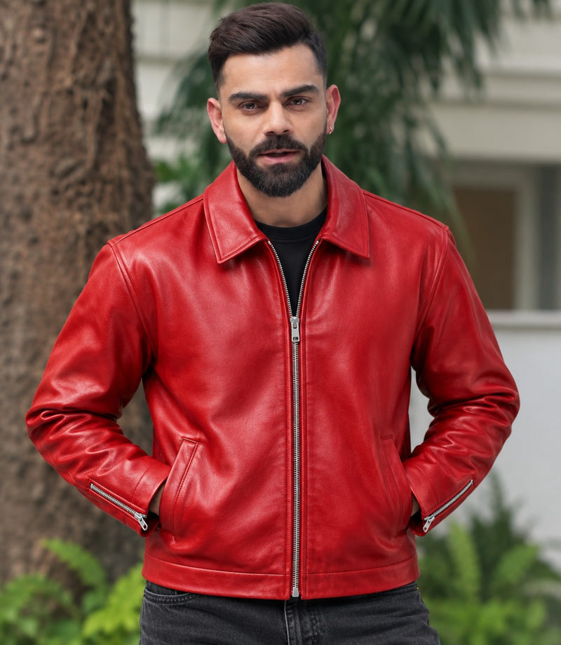 VINTAGVIBE boxy fit cropped leather jacket for men